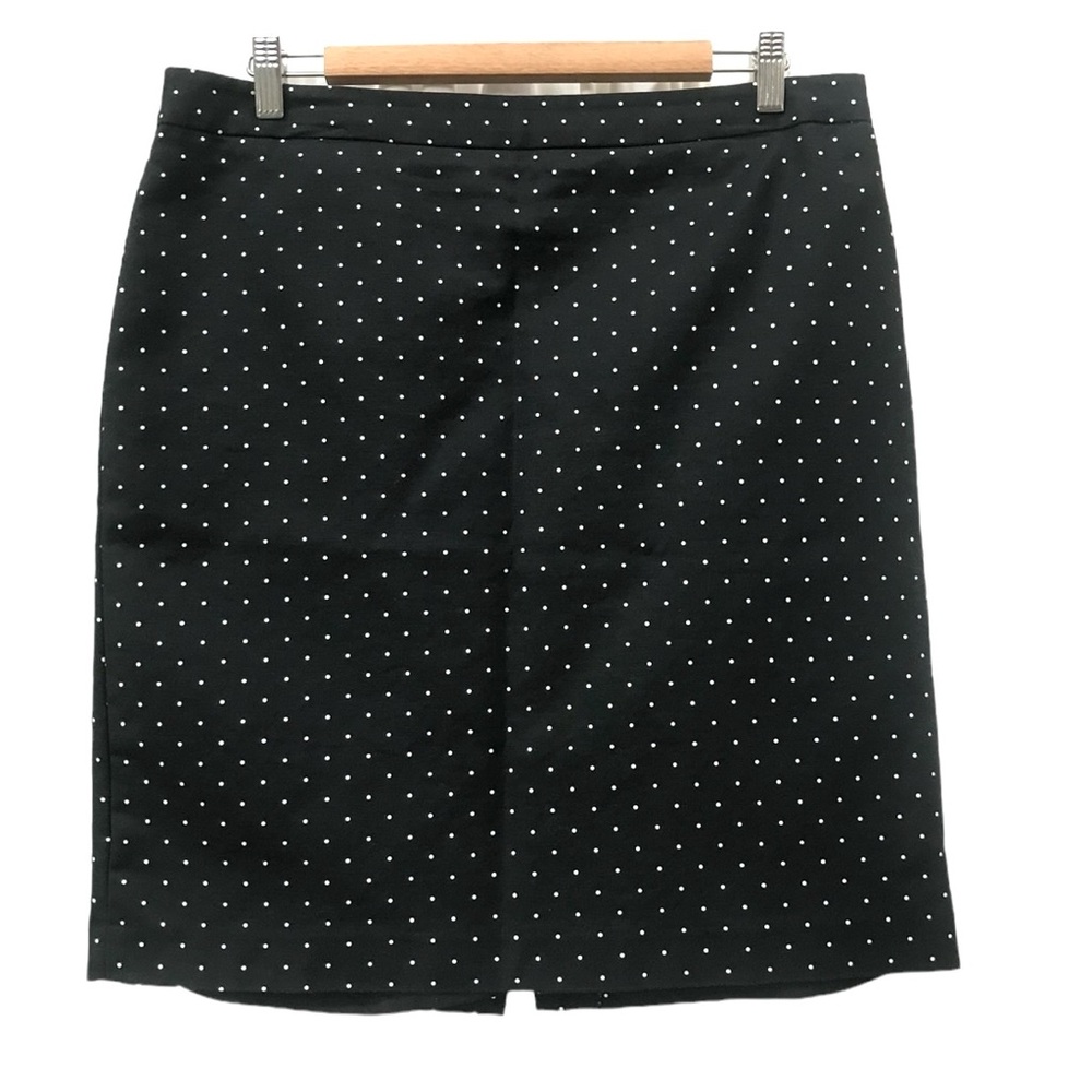 Liz Claiborne Career Straight Midi Skirt size 14 Black White tiny polka dots